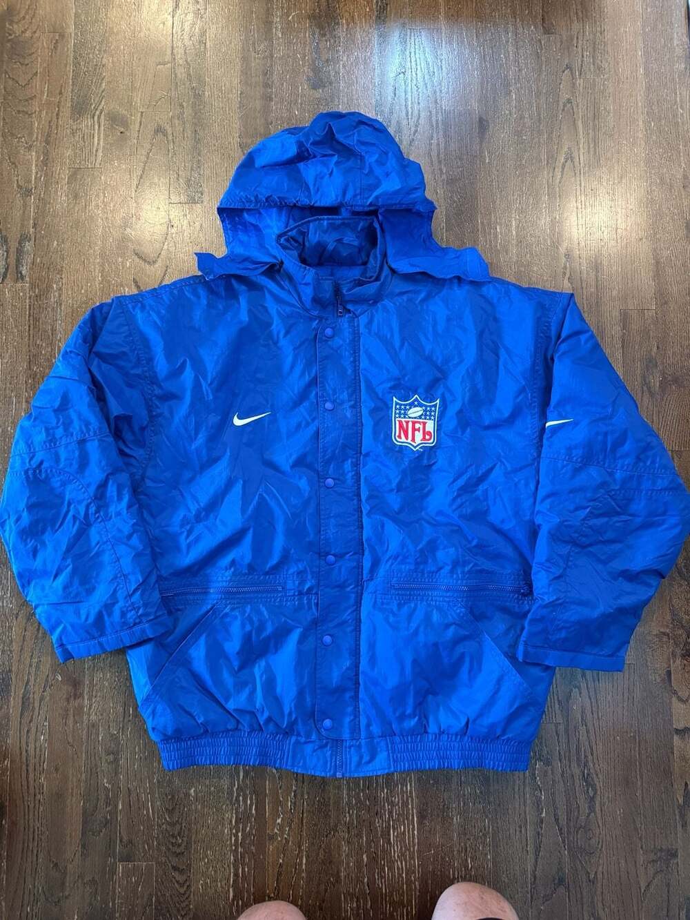 Vintage Nike NFL Team Issued Insulated Hooded Puffer Jacket Blue Size XL